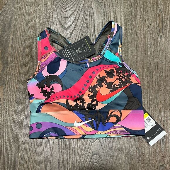 Nike Other - NWT Nike Swoosh Icon Clash Longline Printed Sports Bra Size S